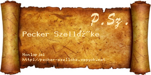 Pecker Szellőke névjegykártya